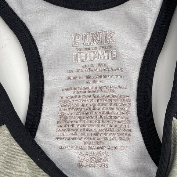 PINK Victoria's Secret Ultimate Pullover Racerback Sports Bra Size XS Gray/Green - Picture 2 of 6